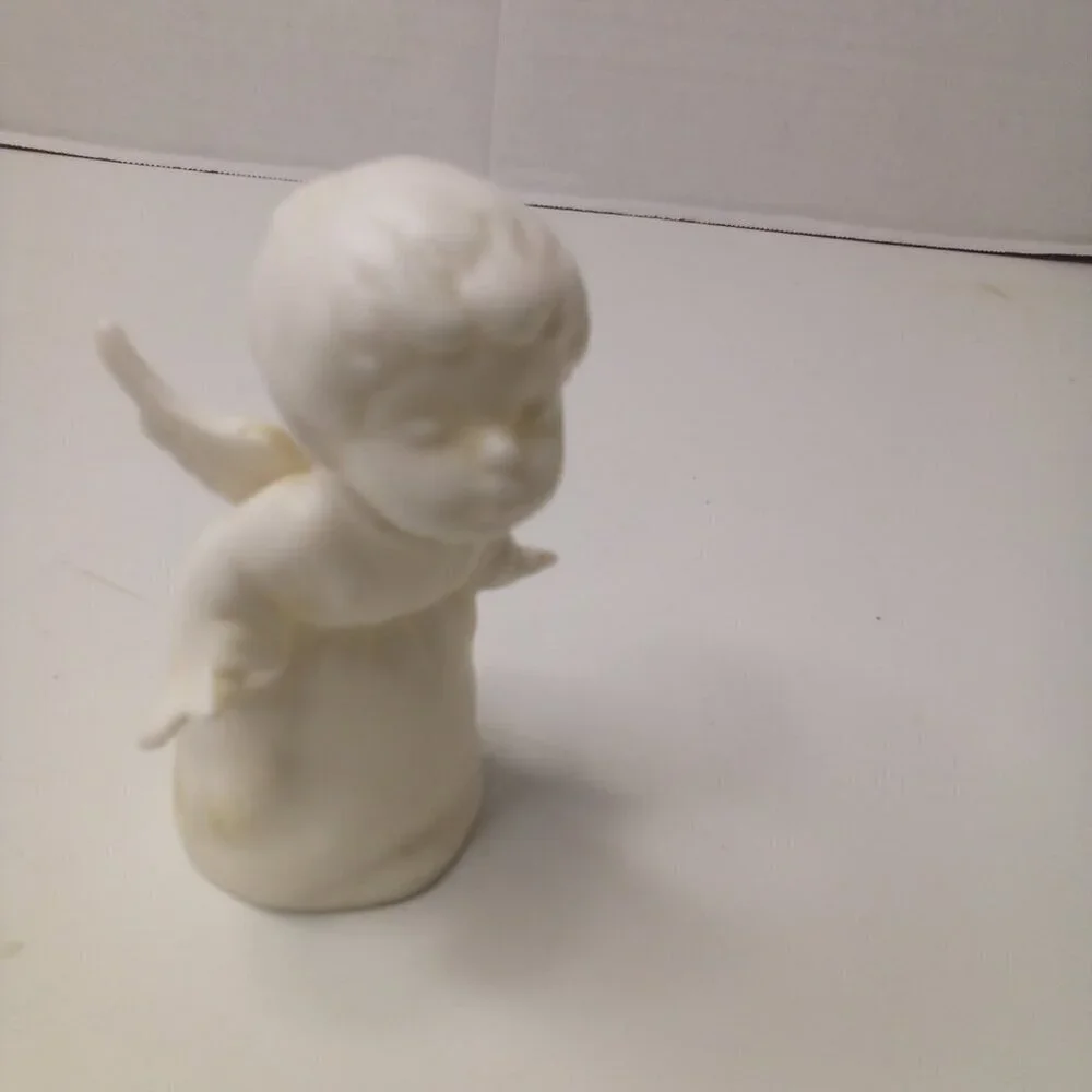Schmid Bros Kissing Angel White Porcelain Nativity Figurine Vintage 1950s